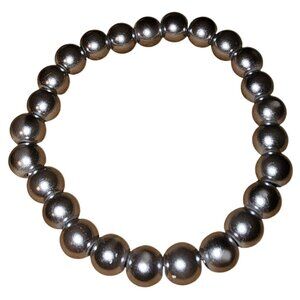 Silver Coated Glass Round Beaded Stretch Bracelet Fashion Jewelry